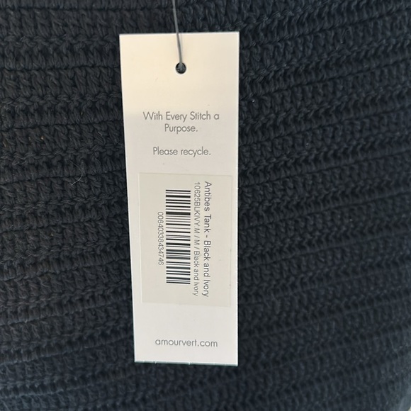 NWT AMOUR Vert Antibes Crochet Top, Medium, Black & Ivory - Picture 6 of 9